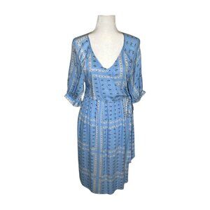 Urban Outfitters Joey Faux Wrap Midi Dress Blue Floral Small